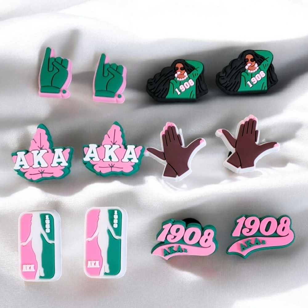 Alpha Kappa Alpha Croc Charms 12pc AKA 1908 Sorority Set
